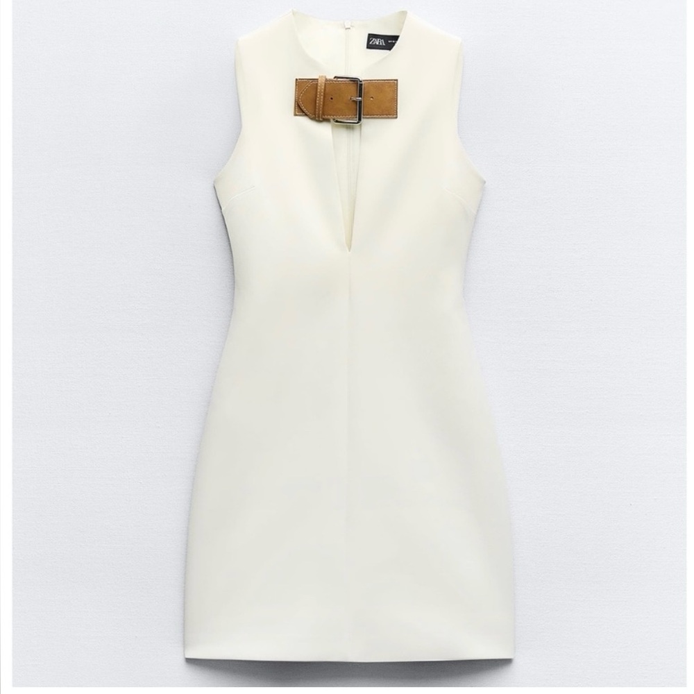ISO Zara Buckle Halter Cream White Mini Dresa SS24 size XL